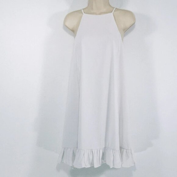 Gianni Bini Dress Sz M Strappy Halter Button Back Swing Flare Ruffle Hem - Picture 5 of 16